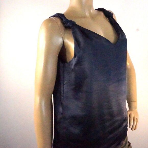 Skies are Blue Womens Small Blue Sleeveless Top Twist Knot Strap Double V Neck - Picture 7 of 7